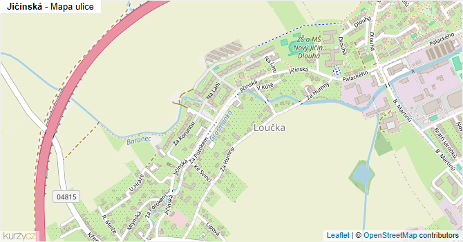 Jičínská - mapa ulice