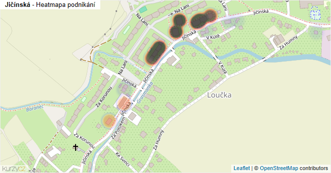 Jičínská - mapa podnikání