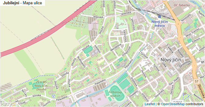 Jubilejní - mapa ulice