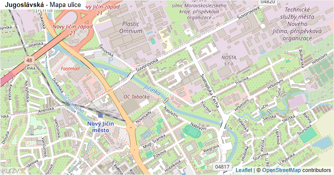 Jugoslávská - mapa ulice