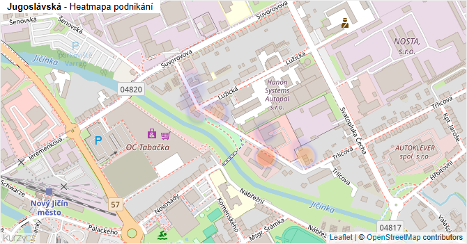 Jugoslávská - mapa podnikání
