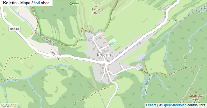 Kojetín - mapa části obce