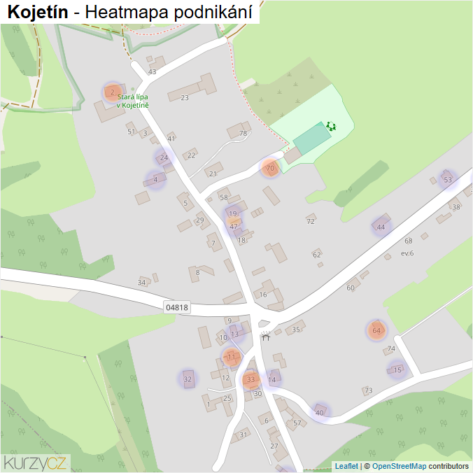 Mapa Kojetín - Firmy v části obce.