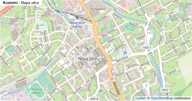 Kostelní - mapa ulice