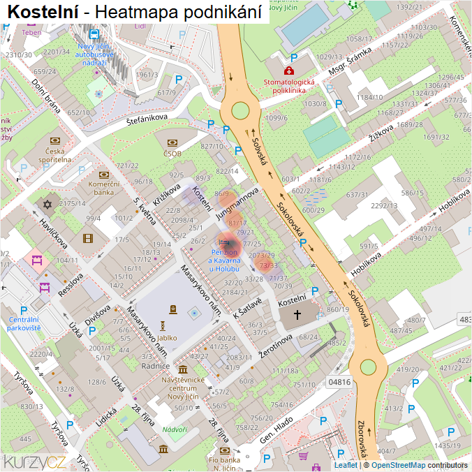 Mapa Kostelní - Firmy v ulici.