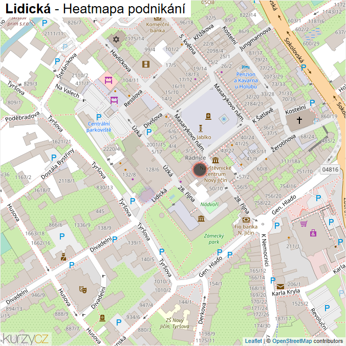 Mapa Lidická - Firmy v ulici.
