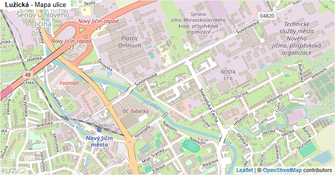 Lužická - mapa ulice