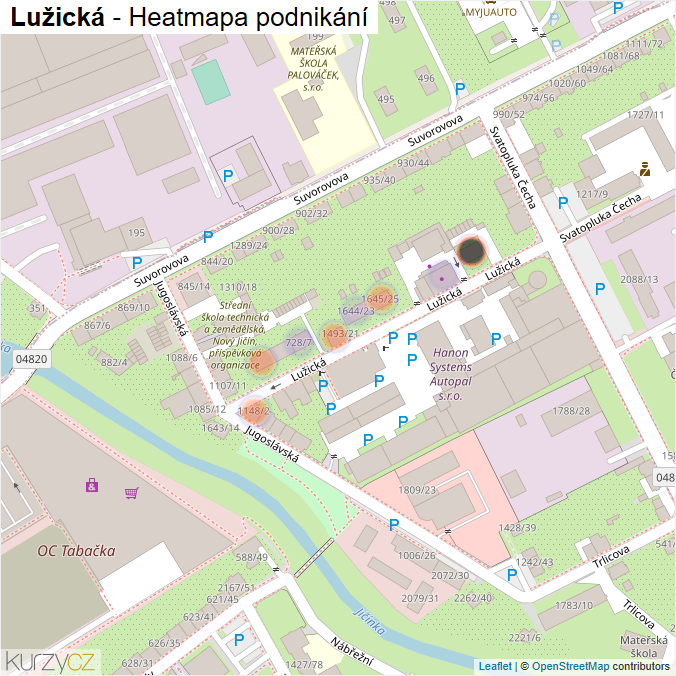 Mapa Lužická - Firmy v ulici.