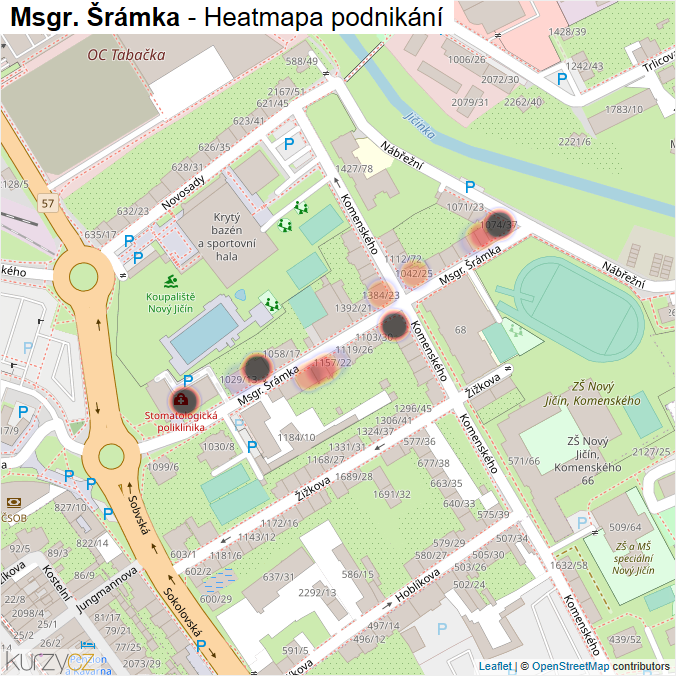 Mapa Msgr. Šrámka - Firmy v ulici.