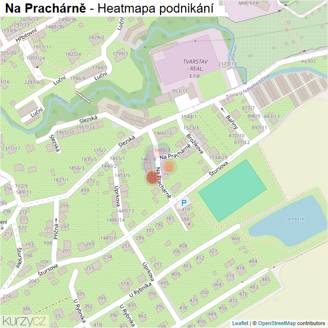 Mapa Na Prachárně - Firmy v ulici.