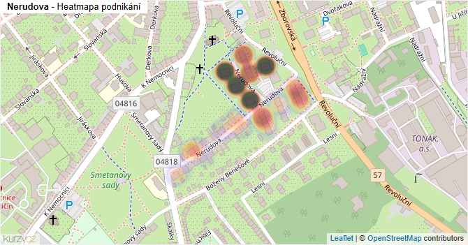Nerudova - mapa podnikání