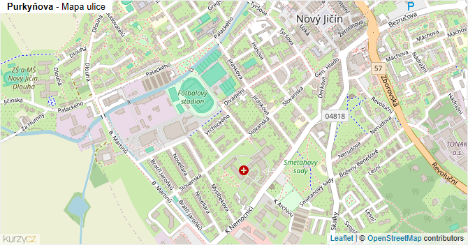 Purkyňova - mapa ulice