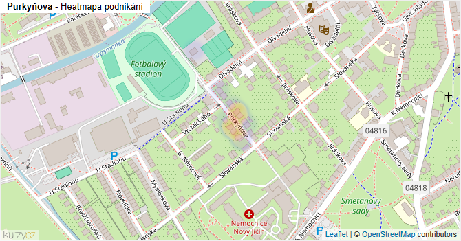 Purkyňova - mapa podnikání