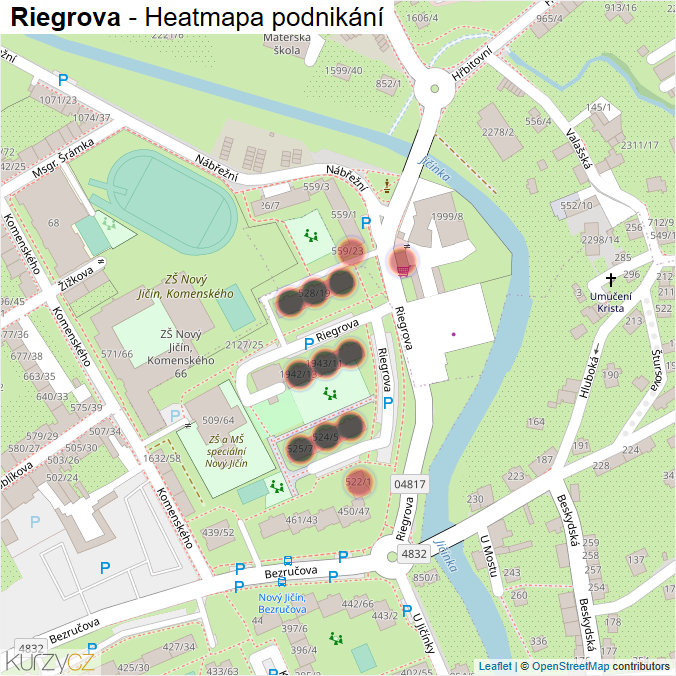 Mapa Riegrova - Firmy v ulici.