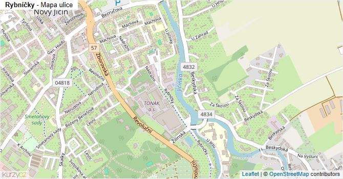 Rybníčky - mapa ulice