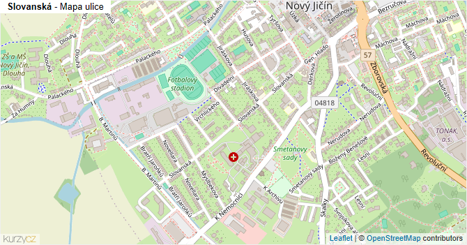 Slovanská - mapa ulice
