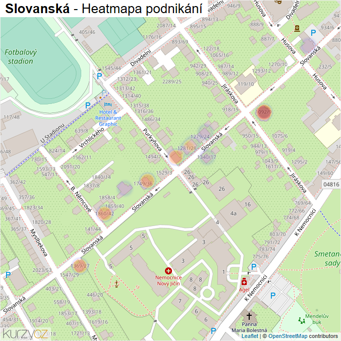 Mapa Slovanská - Firmy v ulici.