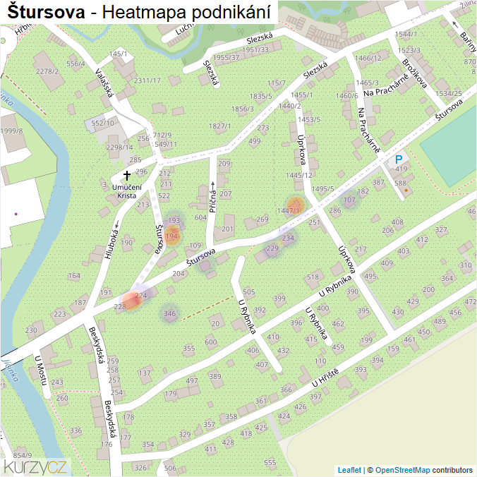 Mapa Štursova - Firmy v ulici.