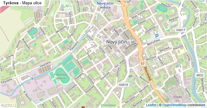 Tyršova - mapa ulice