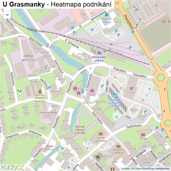Mapa U Grasmanky - Firmy v ulici.