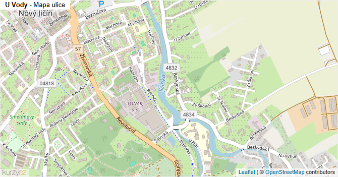 U Vody - mapa ulice