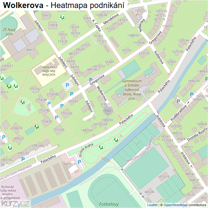 Mapa Wolkerova - Firmy v ulici.