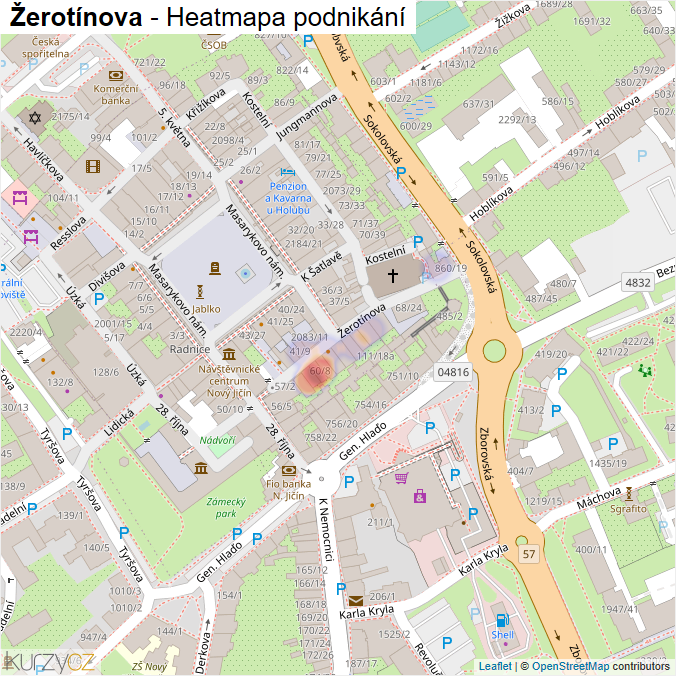 Mapa Žerotínova - Firmy v ulici.