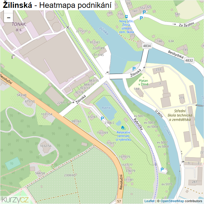 Mapa Žilinská - Firmy v ulici.