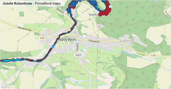Josefa Kolumbuse - záplavové mapy stoleté vody