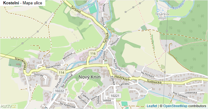 Kostelní - mapa ulice