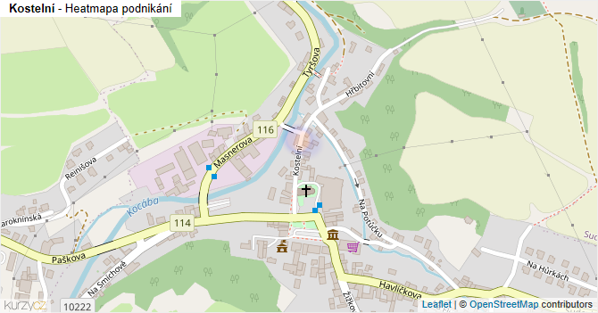 Kostelní - mapa podnikání