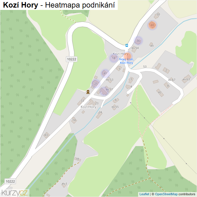 Mapa Kozí Hory - Firmy v části obce.