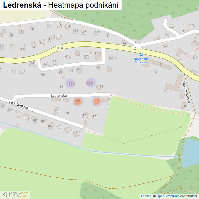 Mapa Ledrenská - Firmy v ulici.