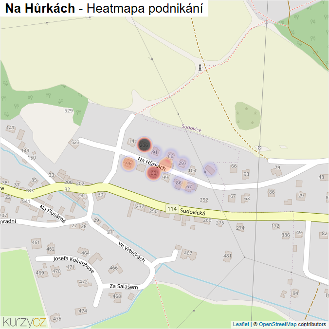 Mapa Na Hůrkách - Firmy v ulici.