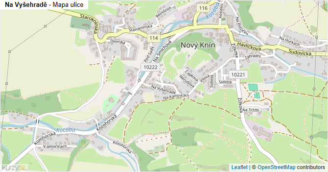 Na Vyšehradě - mapa ulice