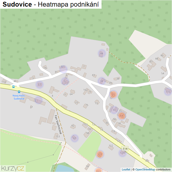 Mapa Sudovice - Firmy v části obce.