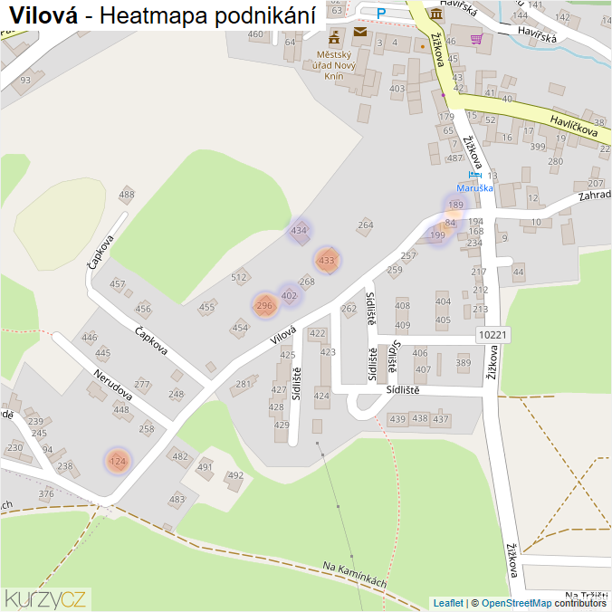 Mapa Vilová - Firmy v ulici.