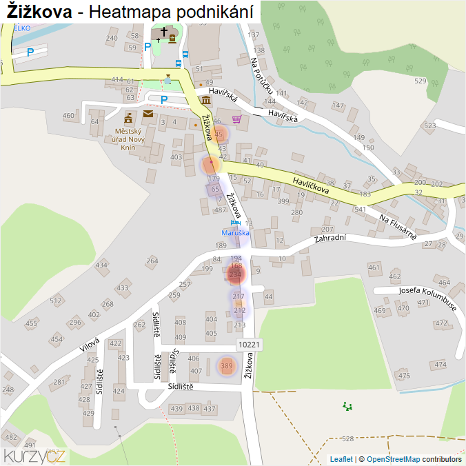 Mapa Žižkova - Firmy v ulici.
