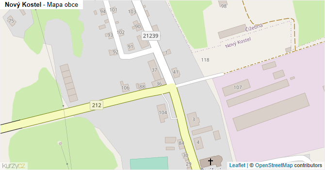 Nový Kostel - mapa obce