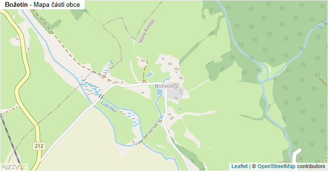 Božetín - mapa části obce