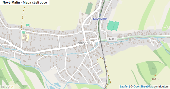 Nový Malín - mapa části obce