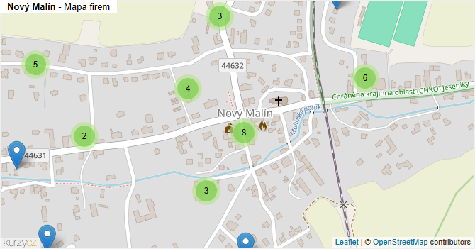 Nový Malín - mapa firem