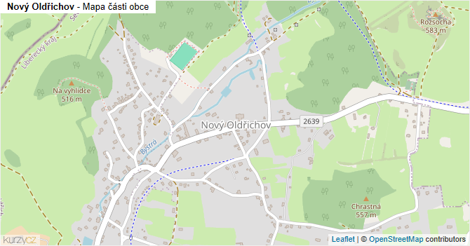 Nový Oldřichov - mapa části obce