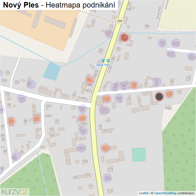 Mapa Nový Ples - Firmy v části obce.