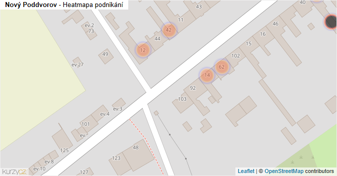 Nový Poddvorov - mapa podnikání