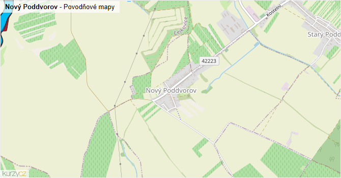 Nový Poddvorov - záplavové mapy stoleté vody
