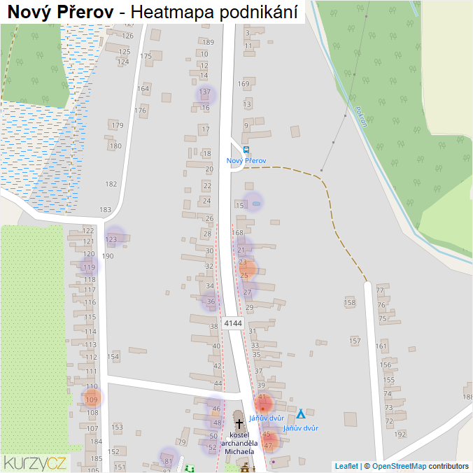 Mapa Nový Přerov - Firmy v části obce.