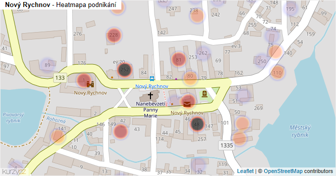 Nový Rychnov - mapa podnikání