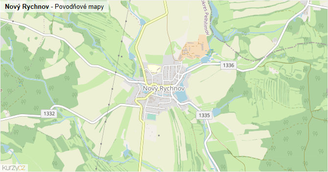 Nový Rychnov - záplavové mapy stoleté vody