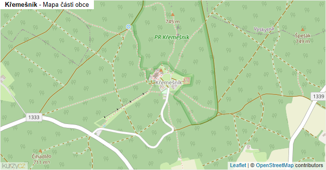 Křemešník - mapa části obce